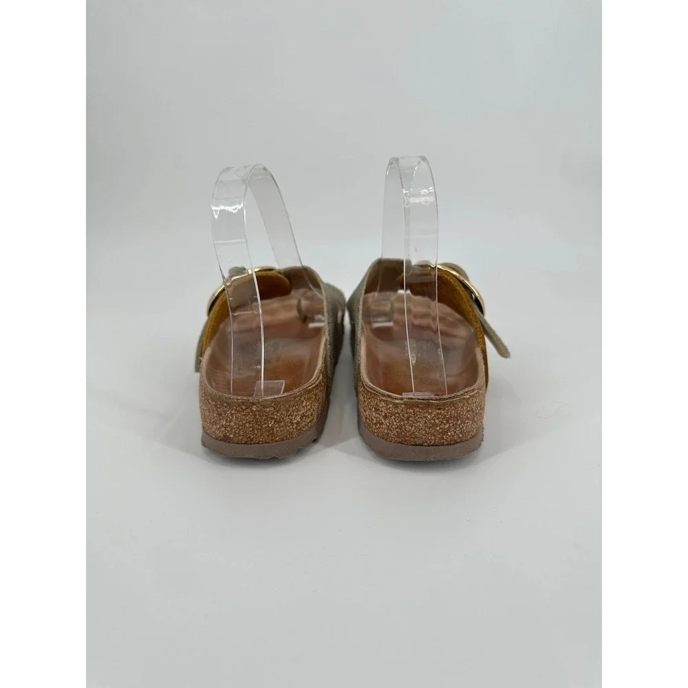 Birkenstock Miramar Hex Blue Big Buckle Sandals Gold Geometric Women's 38 RARE